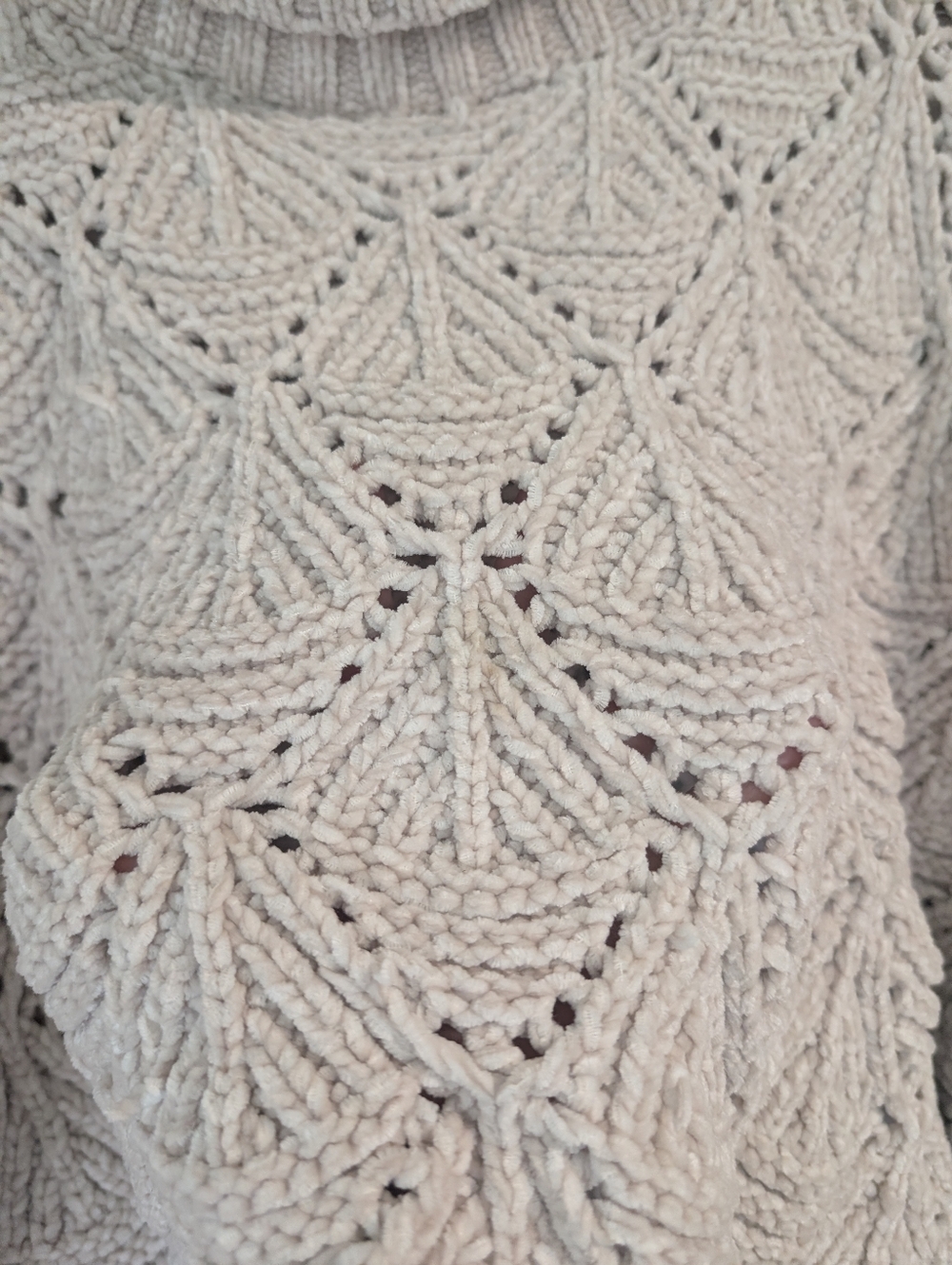 Turtleneck Cable Knit Sweater S Cream Cottagecore Fisherman Lagenlook Open Weave - Picture 8 of 11